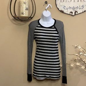 Gap Black & Gray Striped Long Sleeve Thermal Top